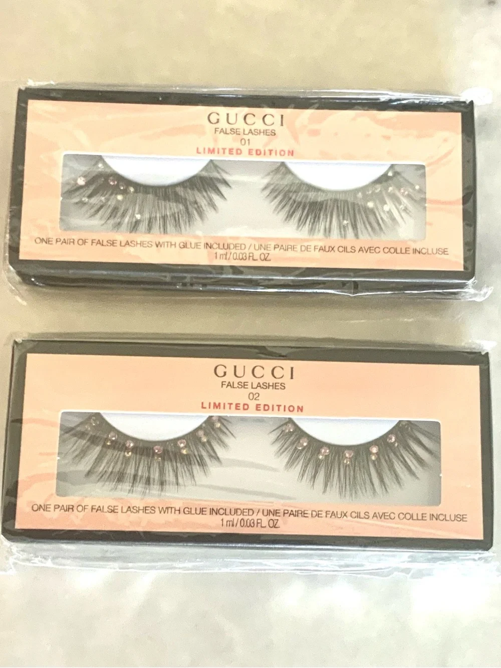 Gucci Black False Lashes with Pink Crystal Accents - Picture 4 of 5